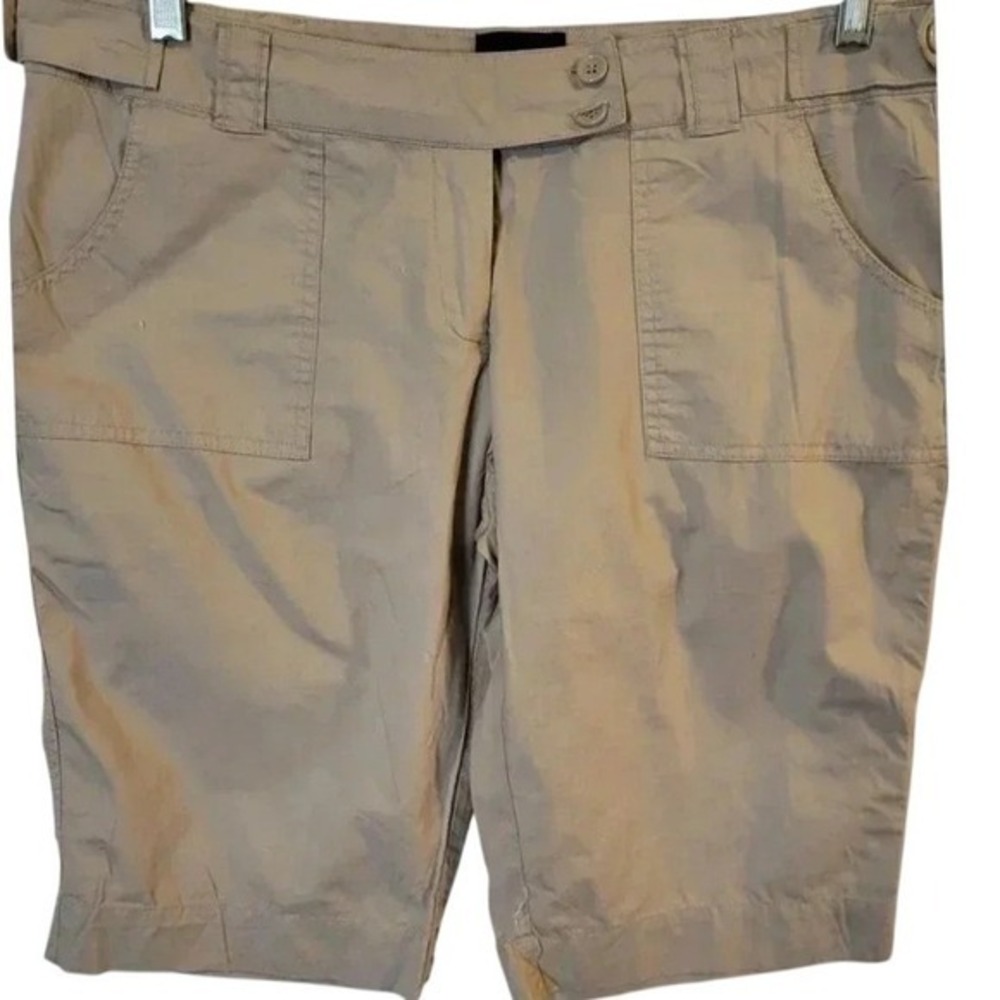 The Limited Drew Fit Khaki Tan Cotton Bermuda Utility Shorts Womens 12